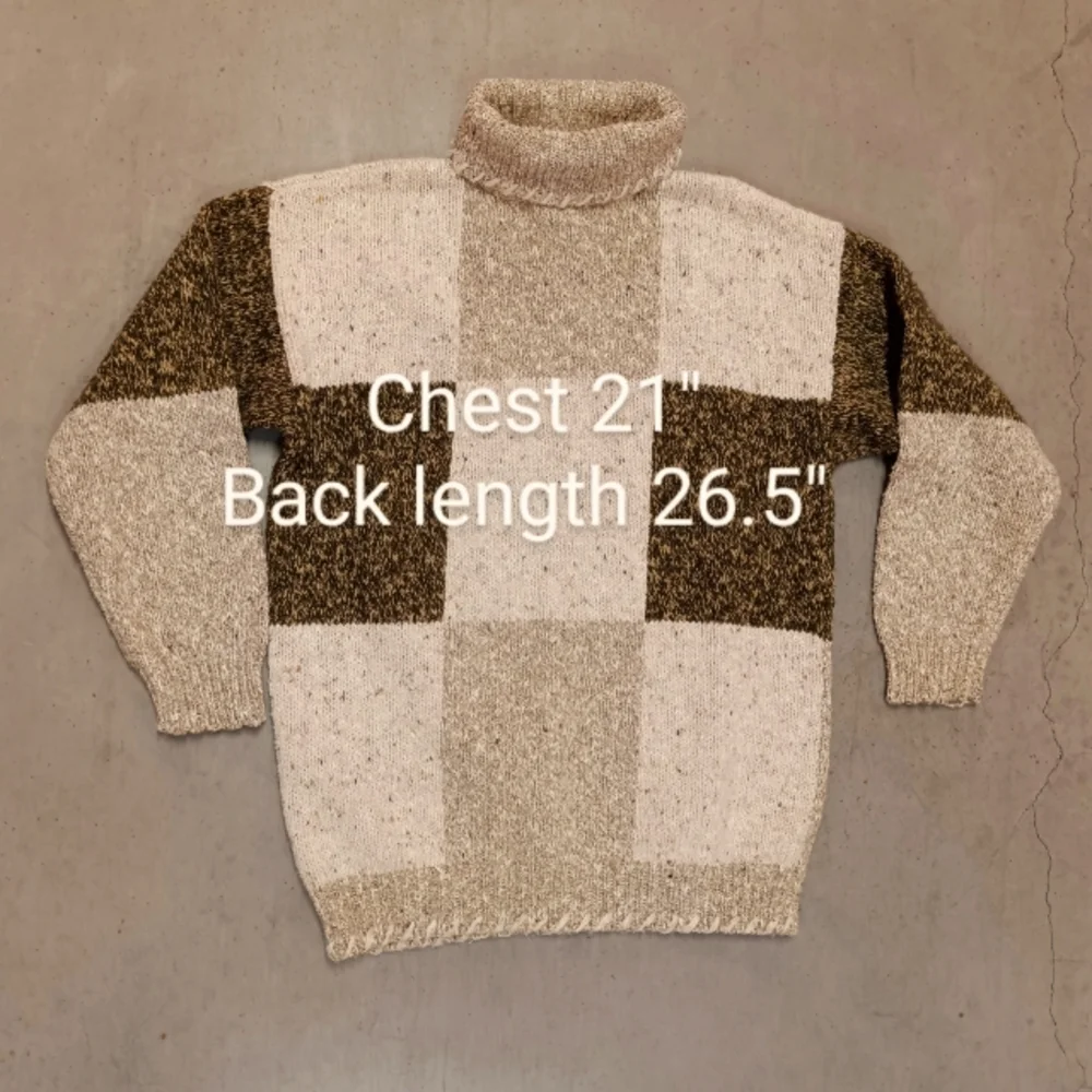 Lizwear Vintage Slub & Marled Yarn Cotton Blend Oversized Turtleneck Sweater